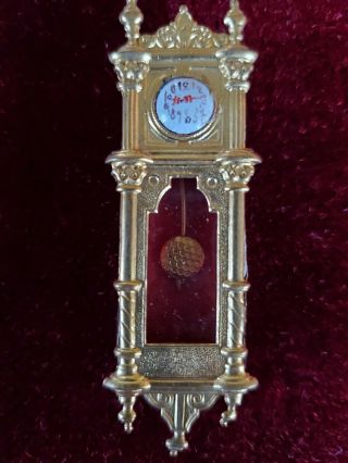 Antique Dollhouse Miniature Brass Pendulum Wall Clock Erhard &sohne