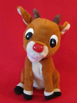 Vintage Gemmy Stuffed Rudolph The Red Nosed Reindeer Flashing Red Nose & Sings