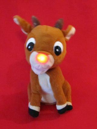 Vintage Gemmy Stuffed Rudolph The Red Nosed Reindeer Flashing Red Nose & Sings 2