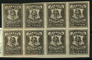 Gb Glasgow Circular Delivery Co.  ¼d Black Imperf Block Of 8 Showing Plate Stamps