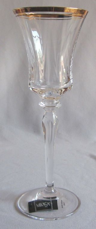 Wine Goblet Glass Mikasa Crystal Jamestown Gold Pattern With Stickers
