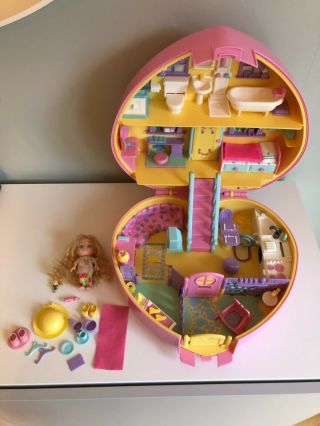 Vintage Lucy Locket Dream House Pink Heart Carry Case 1992 Polly Pocket,  Doll