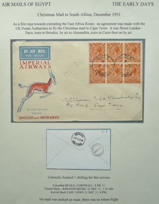 Gb 8 Dec 1931 Airmail Cover From Cornwall To Cape Town,  South Africa - See