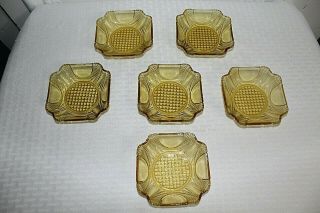 Set Of 6 Eapg Amber Glass Square Berry Bowls