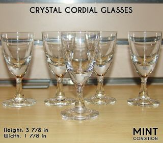 Crystal Cordial Glasses.  Aperitif.  Footed Shot Glasses.  Set Of 4 Plus 1.