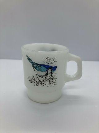 Vintage Fire - King Anchor Hocking Coffee Mug With Blue Jay & Baltimore Oriole