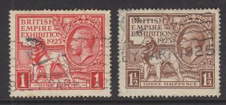 1925 Kgv Sg432/3 British Empire Exhibition Wembley Set Of 2