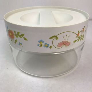 Vintage Corning Ware Pyrex Stackable Wild Flower Glass Canister Lid