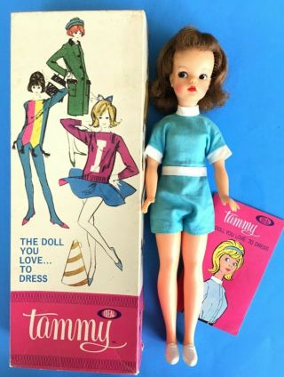 Vintage Tammy Doll Redhead W/box,  Blue Playsuit,  Sneakers & Booklet 1960’s Vgc