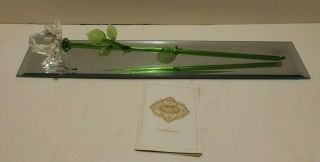Shannon Crystal By Godinger Clear Long Stem Rose W/ Display Mirror Valentine