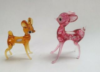 Vintage Murano Art Glass Animal - Deer / Fawns X 2
