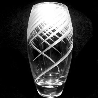 Vintage Mikasa " Tempest " Etched And Frosted Lead Crystal Vase Made In Slovenia