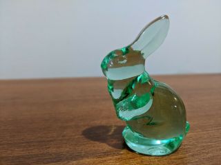 Vintage Fenton Green Glass Bunny Rabbit Figurine - - No Damage