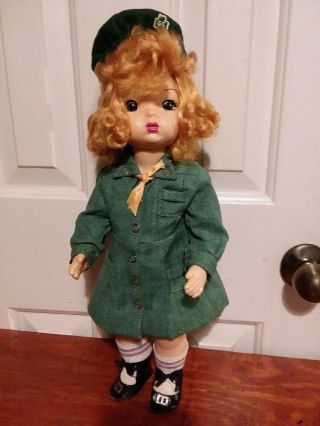Vintage Terri Lee Doll.  Tagged Girl Scout Outfit.  Auburn Hair.  16 In.