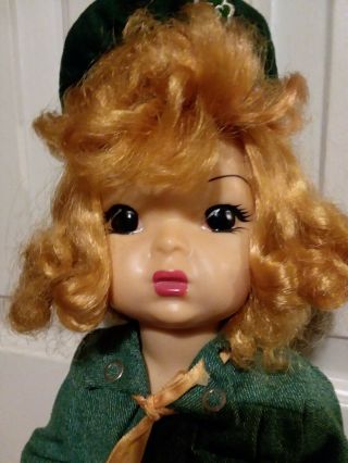 Vintage Terri Lee doll.  Tagged Girl Scout outfit.  Auburn hair.  16 in. 2