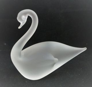 Vintage Frosted Crystal Glass Swan Figurine Paperweight