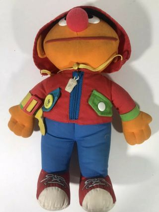 Sesame Street Dress Me Up Ernie 14 Inch Plush Playskool 1990 Doll With Hood