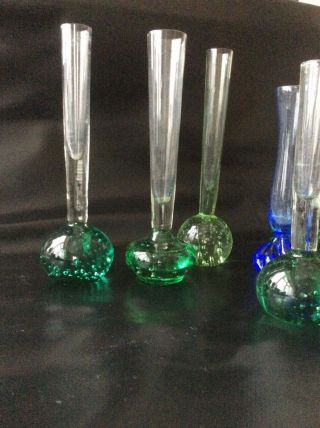 6 x Green Blue Bubble Based Flower Bud Vase’s Paperweight Base 2