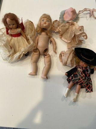 Vogue Ginny Strung Doll,  Painted Eye ??.  With Outfit And 2 Nancy Ann Dolls