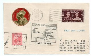 Great Britain/lundy Island: 1937 Coronation Fdc Airmail With Locals.