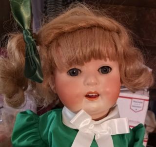 Antique 21 - Inch Heubach Kopplesdorf Baby Doll 300 - 7 In Bright Green Dress