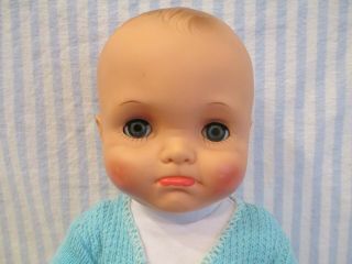 Adorable Vinyl & Plastic Pouty Faced Vintage Baby Doll By Sayco Doll Corp,  Nyc