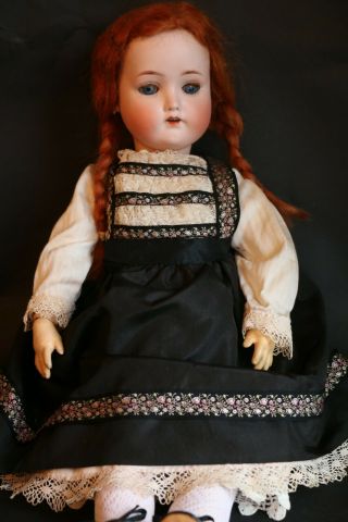 Antique Kling 182 German Bisque 18 In Antique Doll,  Red Mohair Wig,  Sleep Eyes