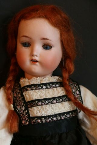 Antique Kling 182 German Bisque 18 IN Antique Doll,  Red Mohair Wig,  Sleep Eyes 3