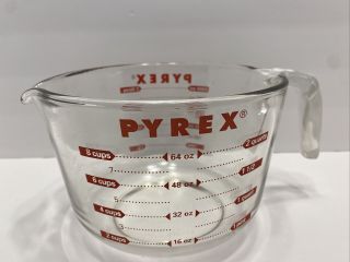 Pyrex 8 Cups / 64 Oz Large Clear Glass Measuring Cup - Made In Usa