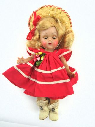 Blonde 1950 - 1953s Vogue Ginny Strung Doll With Straight Legs & Painted Lashes