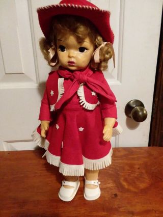 Vintage Terri Lee Doll.  Cowgirl Outfit.  16 In.