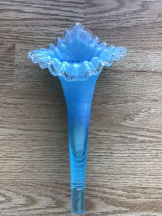 Fenton Glass Epergne Horn - Flute - Blue Opalescent Lily Replacement