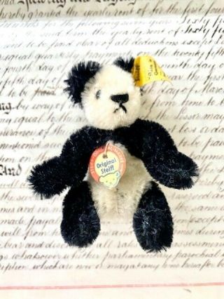 Vintage Steiff Panda Bear Miniature Bendable - Tags - Made In Germany.
