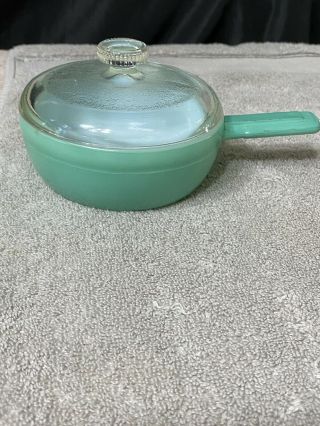 Mid Century Glasbake Usa Green Glass Casserole With Lid