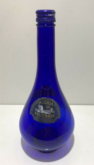 10.  5 Vintage Teardrop Cobalt Blue Glass Bottle/vase Acqua Della Madonna,  Italy