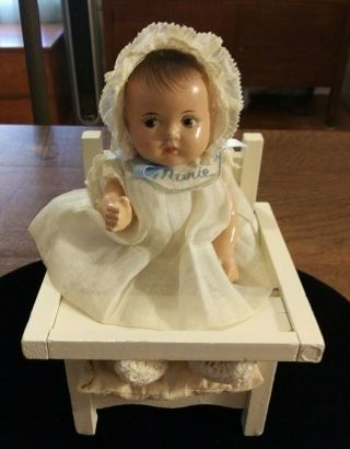 Antique Madame Alexander Dionne Quintuplet Marie Doll W High Chair Jointed