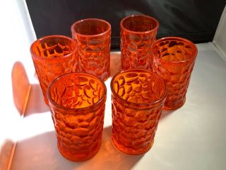 Vintage Ben Siegel Fostoria Orange Flame Dimple Juice Glasses