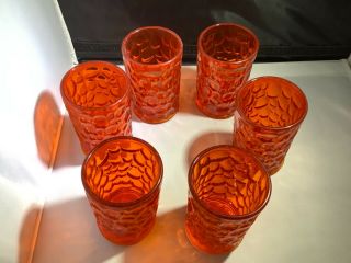 Vintage Ben Siegel Fostoria Orange Flame Dimple Juice Glasses 2