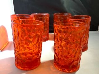 Vintage Ben Siegel Fostoria Orange Flame Dimple Juice Glasses 3