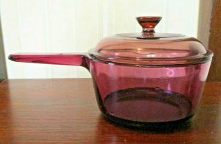 Corning Visions Cranberry Saucepan With Lid (1 Liter) - No Slip Bottom