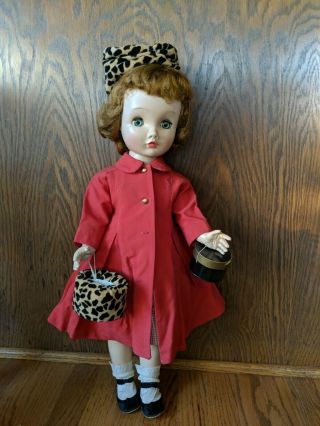Vintage Madame Alexander 24” Binnie Walker Doll Hat Box Hat,  Muff Org.  Clothing