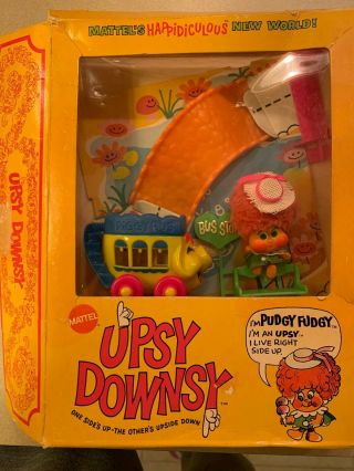 Complete Vintage Upsy Downsy Pudgy Fudgy Set Mattel Piggybus