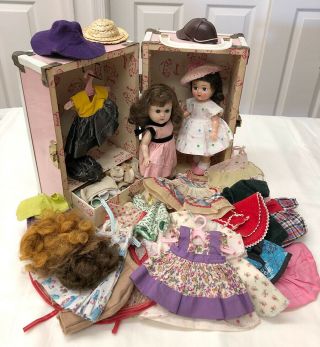 Vintage Vogue Ginny Doll & Friend in trunk with clothes for repair,  restoration 2
