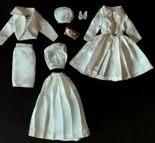 Vintage Barbie 8 Pc.  White Silk Pak Set - Outfit - Clothing - Fashion Awesome