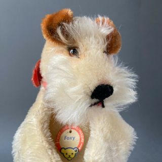 Rare Steiff Foxy Fox Terrier Dog Hand Puppet 1951 - 67 German Schnauzer Mohair