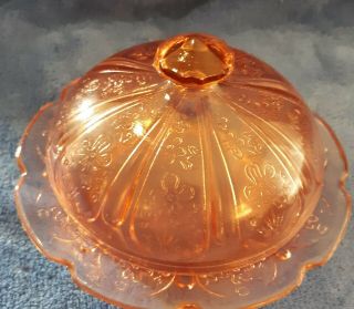 Jeanette Pink Depression Glass Cherry Blossom Covered Domed Butter/cheese Dish