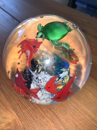 Dynasty Gallery Heirloom Collectible Glass Tropical Fish Sea Turtle Sea Coral