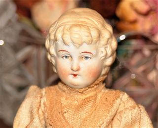Antique 7.  5 " German Parian All Bisque China Dollhouse Doll 1900 