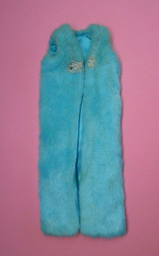 Vtg Barbie Francie - Twilight Twinkle 3459 Turquoise Plush Vest Coat