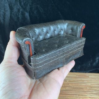 Tufted Leather Sofa Bespaq 1/12 Scale Dollhouse Miniature